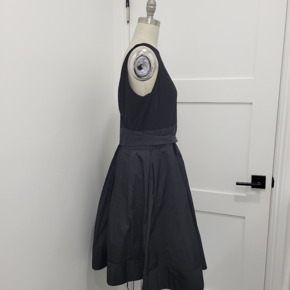 LRL RALPH LAUREN Black Sleeveless Dress Tafetta Full Skirt, Bow, Pockets Size 12 - Picture 5 of 11